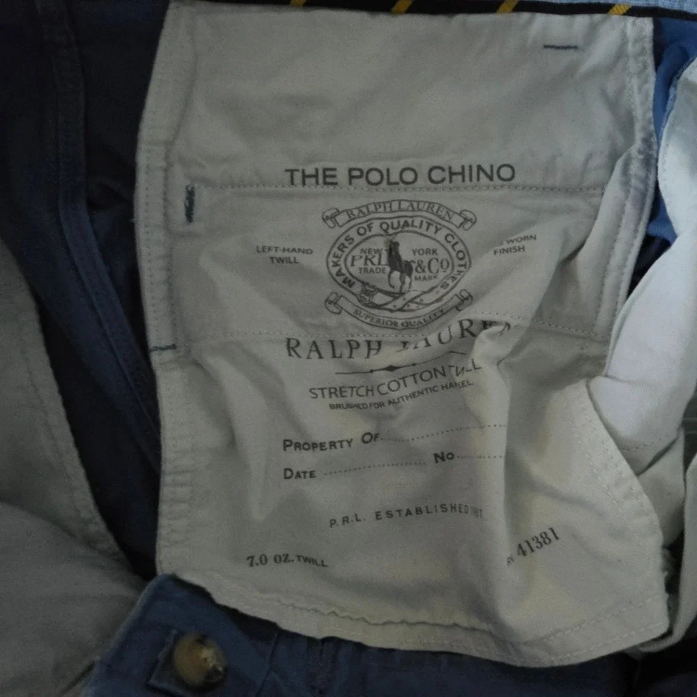 Polo Ralph Lauren Mens Slim Stretch Chino Pants Blue 33/32